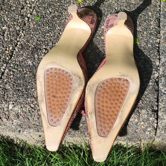 Y2K Pink Snakeskin Kitten Mule Heels (8) - Picture 4 of 5